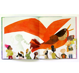 Bird cut out book illustration by Mia November